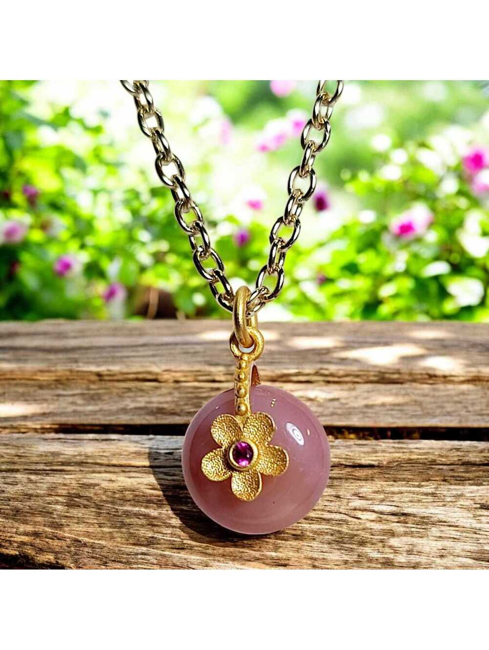 Dainty Natural Rose Quartz Floral Necklace and Earrings, Heart Toggle Clasp